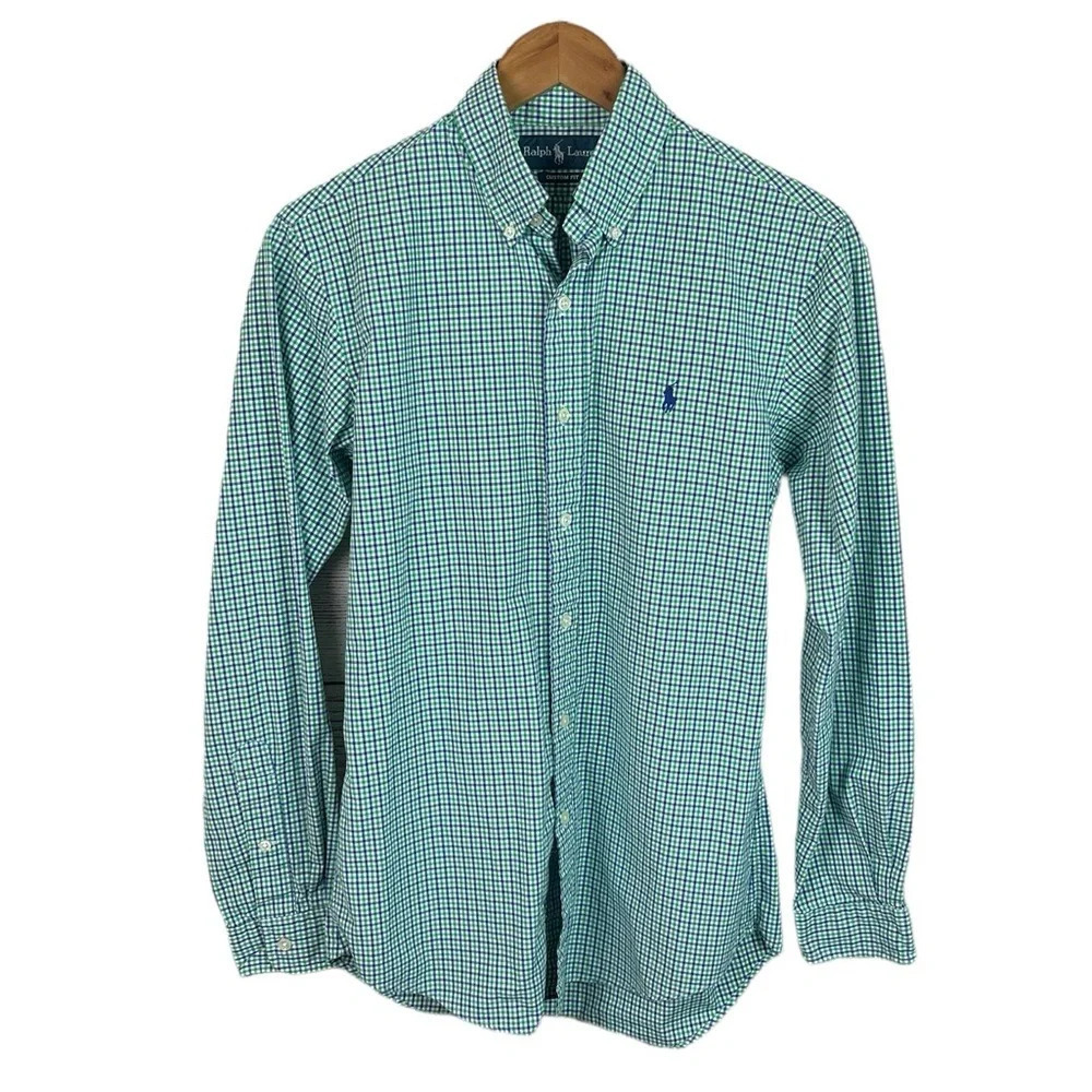 BF1373 Mens Polo Ralph Lauren Designer CUSTOM Fit Plaid Button Down Shirt S